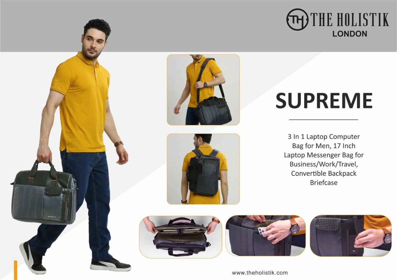 Supreme 3 in 1 Laptop Bag | Work/Office/Briefcase Bag | Travel/Messenger Bag - The Holistik