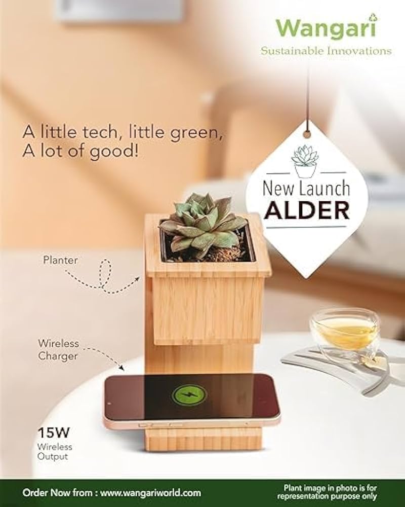 Alder Wireless Charger with Planter - Wangari