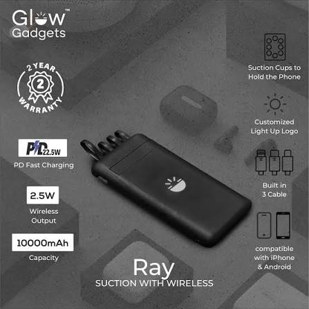 Ray - Suction With Wireless Fast Charging 10k mAh - Glow Gadgets
