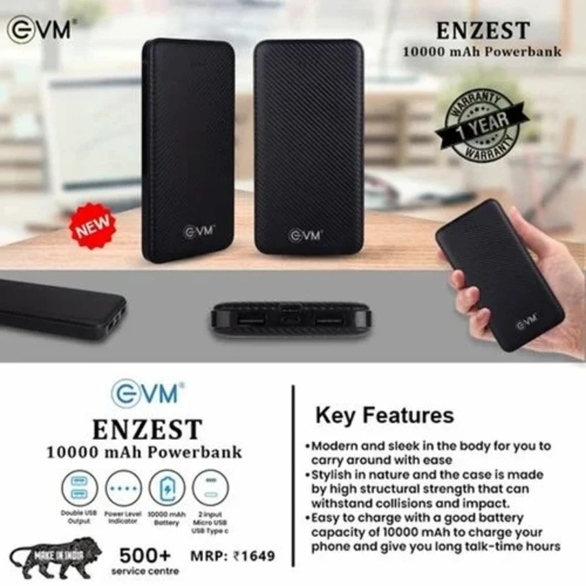 EVM White Enzest 10000 mAh Powerbank