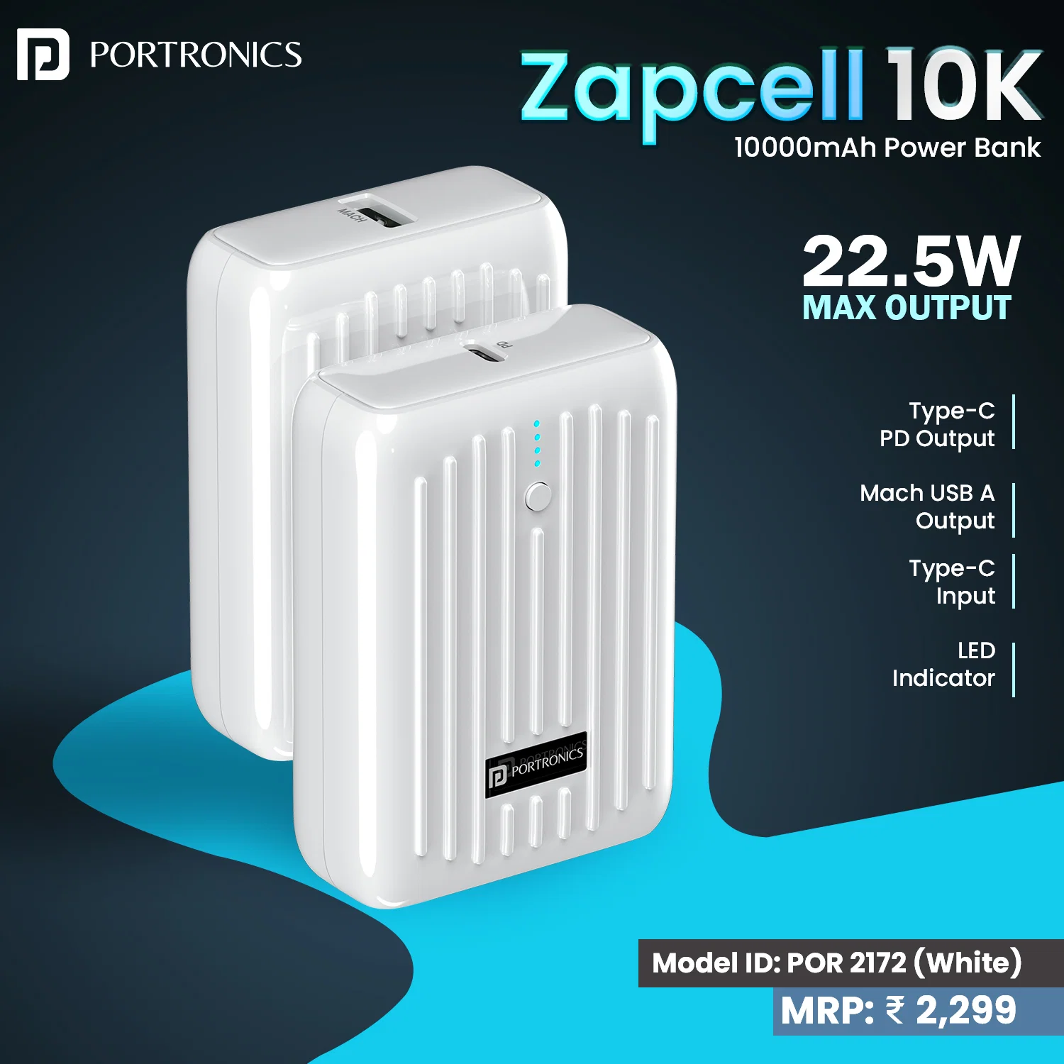 Portronics - Zapcell 10K 10K Power Bank | 22.5W High-Speed Charging